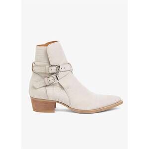 NEW AMIRI men's croc embossed jodhpur boots in ivory